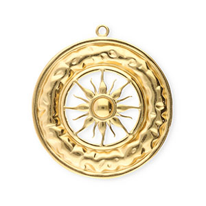 Stainless Steel - Rostfrei Stahl Anh&auml;nger Zirkel mit Sonne Gold