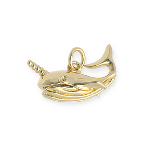 Brass TQ Metall Anh&auml;nger Narwal Gold