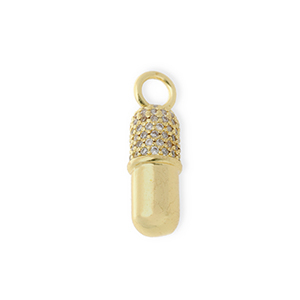 Brass TQ Metall Anh&auml;nger Kapsel mit Strass Gold-transparent