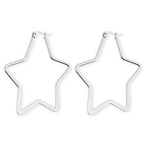 Ohrringe aus rostfreiem Edelstahl / Creolen Stern Silver