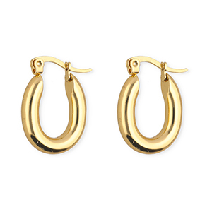 Ohrringe aus rostfreiem Edelstahl / Creolen Oval Gold