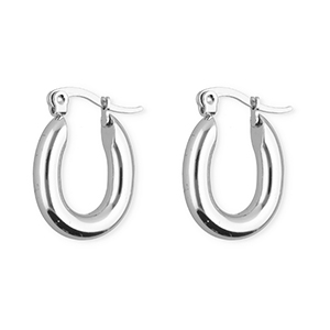 Ohrringe aus rostfreiem Edelstahl / Creolen Oval Silver
