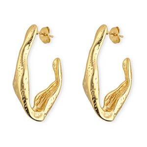 Ohrringe aus rostfreiem Edelstahl / Ohrstecker Oval Gold
