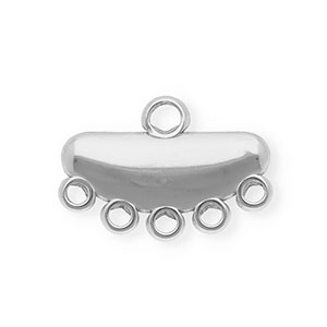BY31&reg; Rostfreier Edelstahl Schmuckzubeh&ouml;r Zwischenst&uuml;ck Halboval mit 6 &Ouml;sen Silver