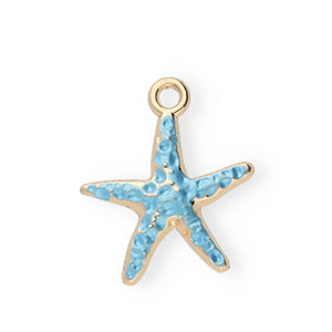 Metall Anh&auml;nger Enamel Seestern Gold-light blue