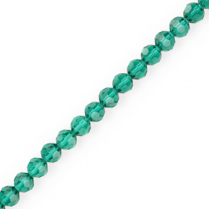 Top Glas Facett Perlen Rund 6 mm Teal green