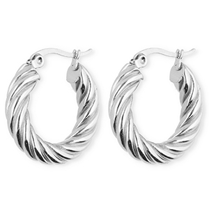 BY31&reg; Ohrringe aus rostfreiem Edelstahl / Creolen Twisted Silver