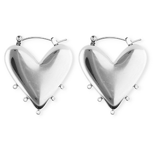 BY31&reg; Schmuckzubeh&ouml;r aus rostfreiem Edelstahl Ohrringe / Ohrstecker Herz mit 5 &Ouml;sen Silver