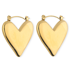Ohrringe aus rostfreiem Edelstahl / Creolen Herz Gold