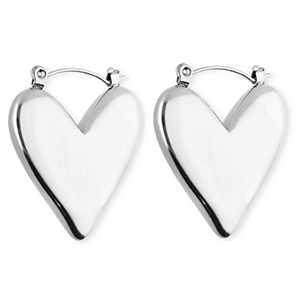 Ohrringe aus rostfreiem Edelstahl / Creolen Herz Silver
