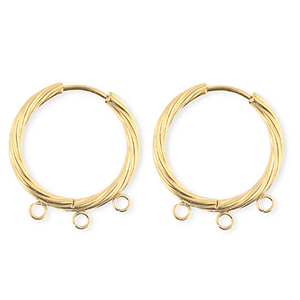 BY31&reg; Schmuckzubeh&ouml;r aus rostfreiem Edelstahl Ohrringe / Ohrstecker Twisted mit 3 &Ouml;sen Gold