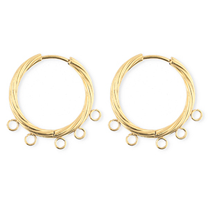 BY31&reg; Schmuckzubeh&ouml;r aus rostfreiem Edelstahl Ohrringe / Ohrstecker Twisted mit 5 &Ouml;sen Gold