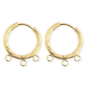 BY31&reg; Schmuckzubeh&ouml;r aus rostfreiem Edelstahl Ohrringe / Ohrstecker Twisted mit 3 &Ouml;sen Gold