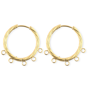 BY31&reg; Schmuckzubeh&ouml;r aus rostfreiem Edelstahl Ohrringe / Ohrstecker Twisted mit 5 &Ouml;sen Gold