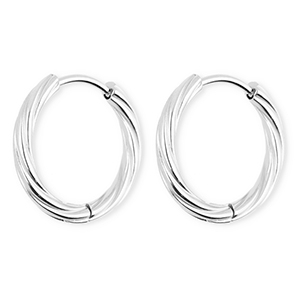 BY31&reg; Ohrringe aus rostfreiem Edelstahl / Creolen Twisted Silver