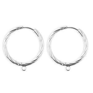 BY31&reg; Schmuckzubeh&ouml;r aus rostfreiem Edelstahl Ohrringe / Ohrstecker Twisted mit &Ouml;se Silver