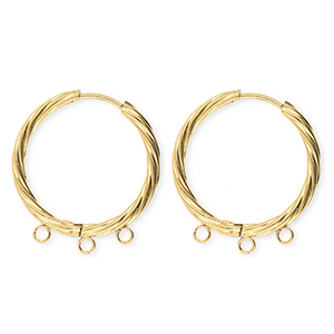 BY31&reg; Schmuckzubeh&ouml;r aus rostfreiem Edelstahl Ohrringe / Ohrstecker Twisted mit 3 &Ouml;sen Gold