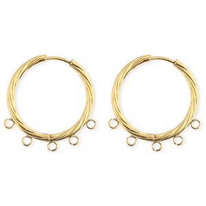BY31&reg; Schmuckzubeh&ouml;r aus rostfreiem Edelstahl Ohrringe / Ohrstecker Twisted mit 5 &Ouml;sen Gold