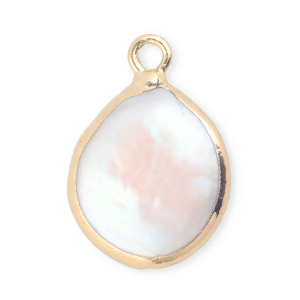 Imperfekten S&uuml;&szlig;wasserperlen Anh&auml;nger round/drop Gold-Natural white