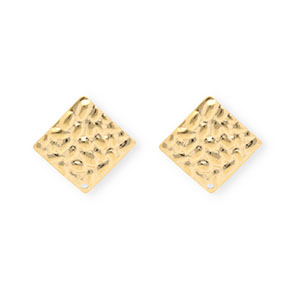 Rostfreier Edelstahl Schmuckzubeh&ouml;r Ohrringe / Ohrstecker Viereck mit &Ouml;se Gold