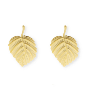 Stainless Steel - Rostfrei Stahl Schmuckzubeh&ouml;r Ohrringe&nbsp;/&nbsp;Ohrstecker Blatt mit &Ouml;se Gold