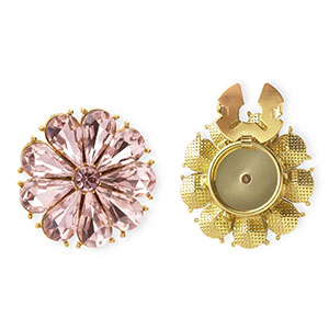 Knopfabdeckung Blume Facett geschliffen Gold-pink
