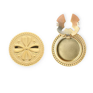 Knopfabdeckung aus rostfreiem Edelstahl Rund mit Kleeblatt Gold