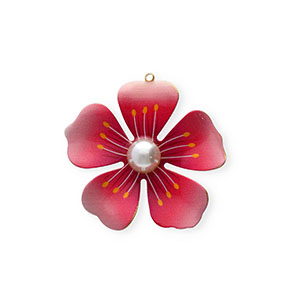 Anh&auml;nger aus rostfreiem Edelstahl, Blume Gold-pink-pearl white-yellow