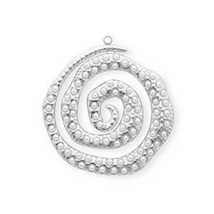 Anh&auml;nger aus rostfreiem Edelstahl, Spirale mit Imitations-Perlen Silver-white