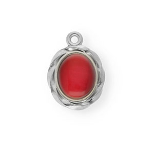 Anh&auml;nger aus rostfreiem Edelstahl mit Enamel, Oval Silver-red