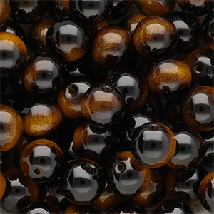 12 mm Glasperlen Black-amber yellow