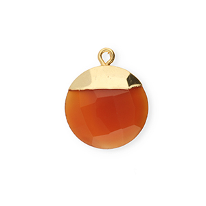 Naturstein Anh&auml;nger Chalcedon Rund Burnt orange-gold