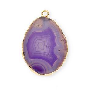 Naturstein Anh&auml;nger Achat White-purple-gold