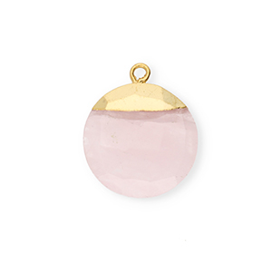 Naturstein Anh&auml;nger Quarz Rund Light pink-gold