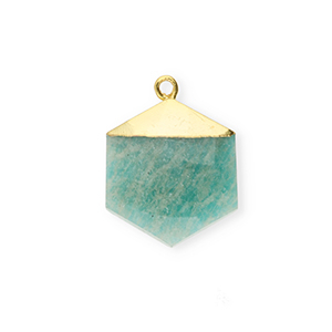 Naturstein Anh&auml;nger Feldspat Hexagon Green-white-gold
