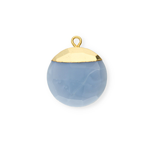 Naturstein Anh&auml;nger Chalcedon Rund Denim blue-gold