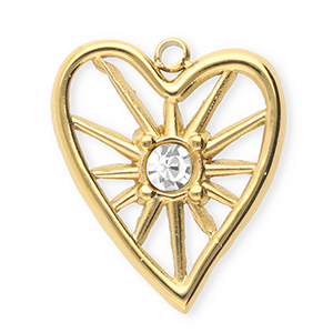 Anh&auml;nger aus rostfreiem Edelstahl mit Strass, Herz Gold-crystal