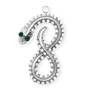 Anh&auml;nger aus rostfreiem Edelstahl mit Strass, Unendlichkeit / Schlange Silver-crystal-green