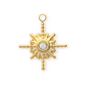 Anh&auml;nger aus rostfreiem Edelstahl mit Strass, Stern Gold-crystal