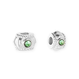 Stainless Steel - Rostfrei Stahl Perlen Spacer mit Strass 6 mm Silver-green