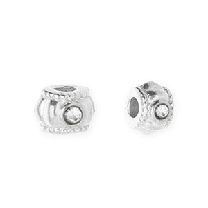 Stainless Steel - Rostfrei Stahl Perlen Spacer mit Strass 6 mm Silver-crystal