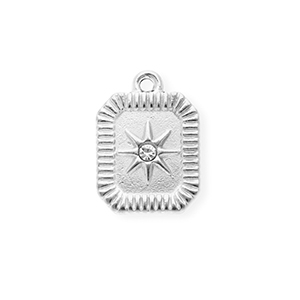 Anh&auml;nger aus rostfreiem Edelstahl mit Strass, Langgestrecktes Oktogon Silver-crystal