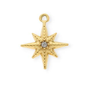 Anh&auml;nger aus rostfreiem Edelstahl mit Strass, Stern Gold-crystal