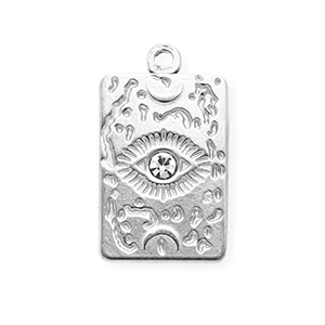 Anh&auml;nger aus rostfreiem Edelstahl mit Strass, Rechteck mit Auge Silver-crystal