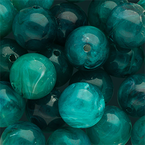 14 mm Acrylperlen Rund Teal green-multicolour-white marble