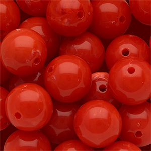 14 mm Acrylperlen Rund Red-white marble