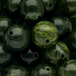 18 mm Acrylperlen Rund Moss green-white marble