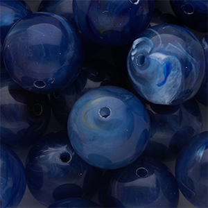 18 mm Acrylperlen Rund Dark blue-multicolour-white marble