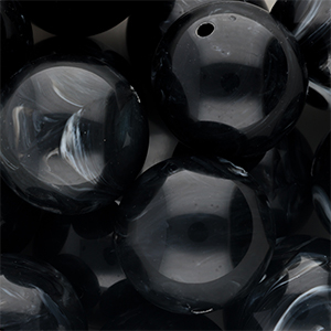 24 mm Acrylperlen Rund Black-white marble