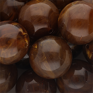 24 mm Acrylperlen Rund Brown-camel brown-white marble